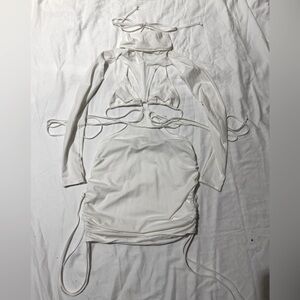 Dolls Kill Darker Wavs Filter Strappy Cut-Out White Mini Dress SOLD OUT